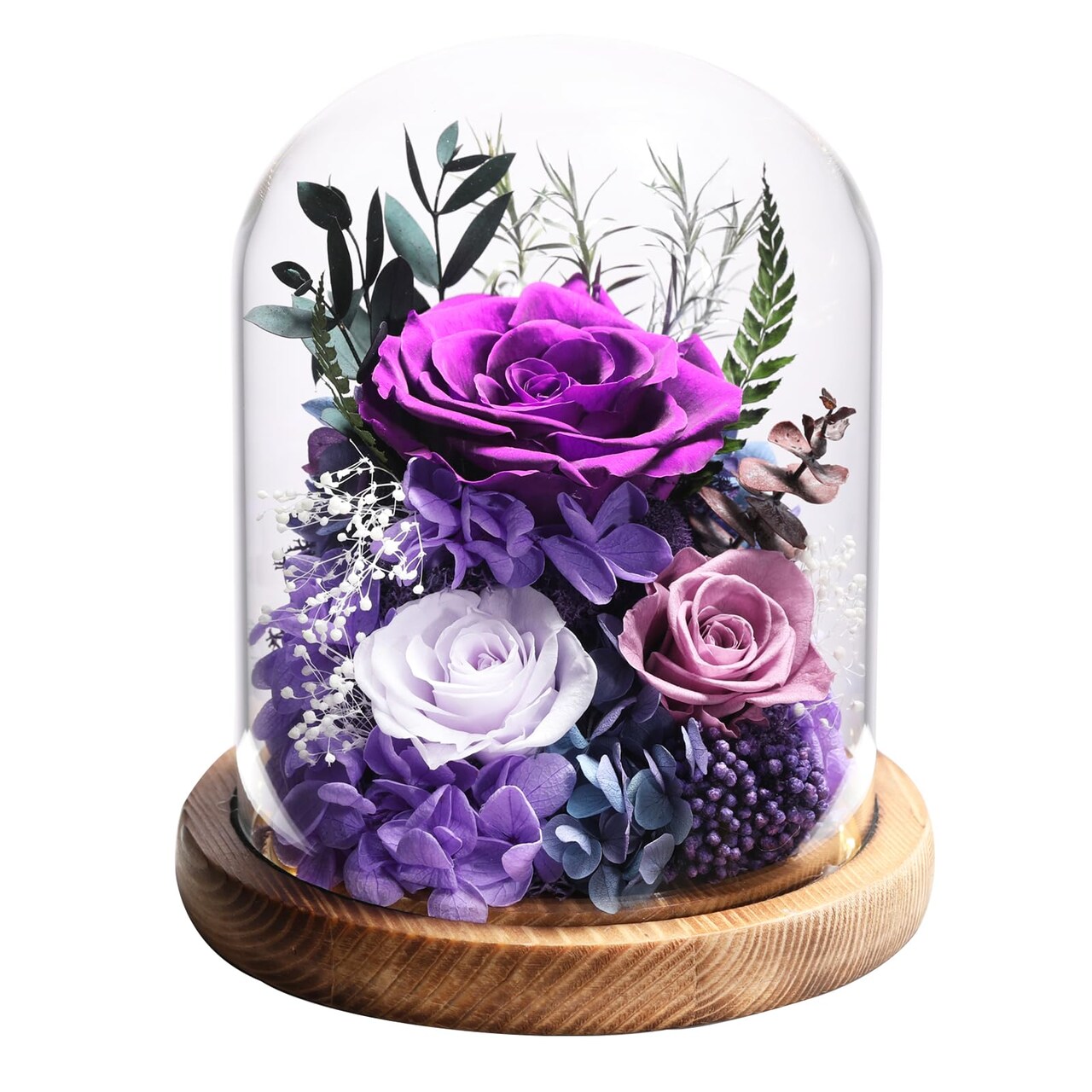 Flowers for Delivery Preserved Rose Gifts for Women,Long-Lasting Forever Flowers in Glass Dome, Birthday Gifts for Women Mom Friend(Purple Rose)